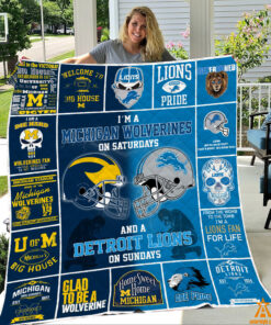 Detroit Lions Michigan Wolverines Blanket