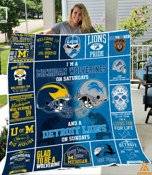 Detroit Lions Michigan Wolverines Blanket