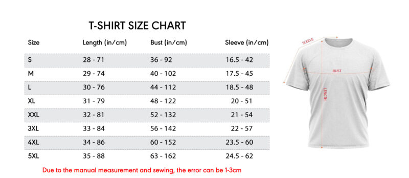 T Shirt Size Chart New X