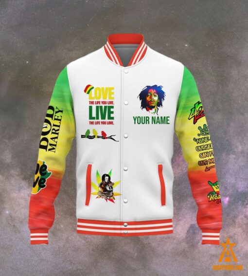 Bob Marley Love The Life You Live CUSTOM Baseball Jacket