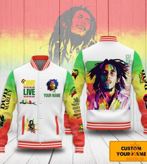 Bob Marley Love The Life You Live CUSTOM Baseball Jacket