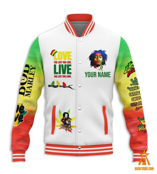 Bob Marley Love The Life You Live CUSTOM Baseball Jacket