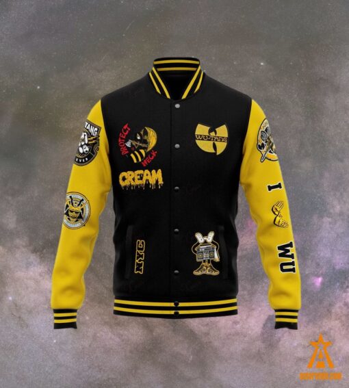 Cream I Bomb Atomically Wu-Tang Clan Baseball Jacket