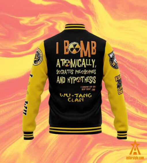 Cream I Bomb Atomically Wu-Tang Clan Baseball Jacket