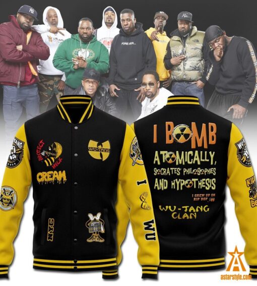 Cream I Bomb Atomically Wu-Tang Clan Baseball Jacket