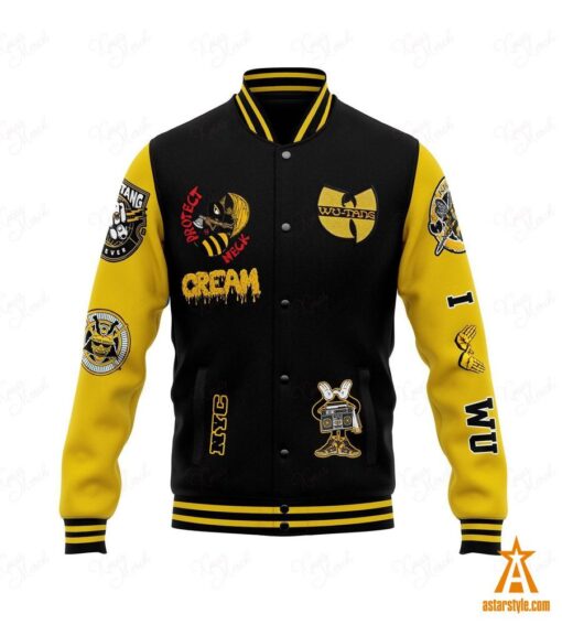 Cream I Bomb Atomically Wu-Tang Clan Baseball Jacket