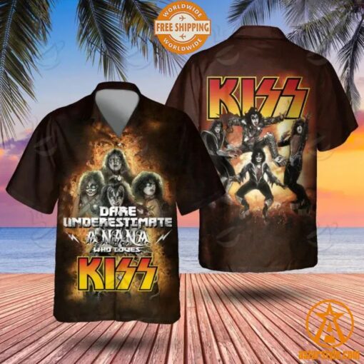 Dare Underestimate A Nana Who Loves Kiss Band Hawaiian Shirt