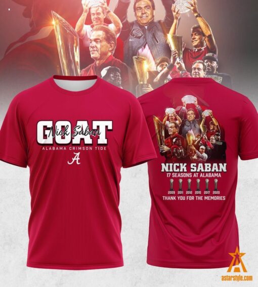 GOAT Nick Saban Coach 17 seasons at Alabama Crimson Tide Shirt