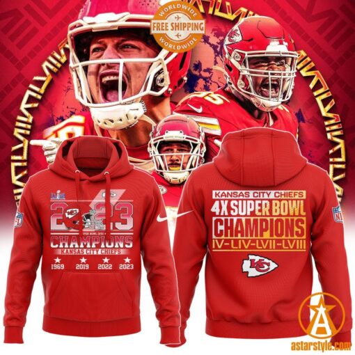 Kansas City Chiefs 4X Super Bowl Champions Hoodie