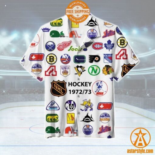 NHL logo Hockey 1972 73 Hawaiian Shirt