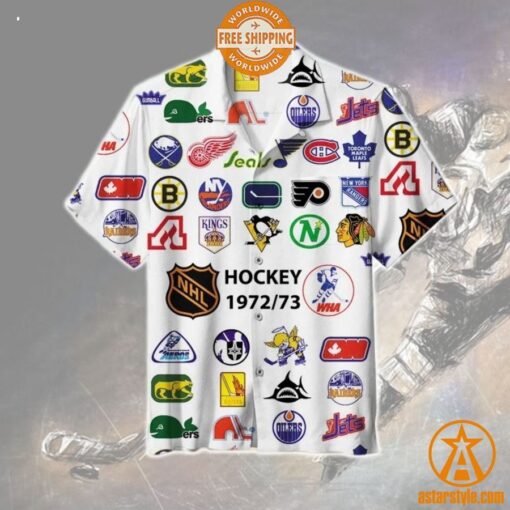 NHL logo Hockey 1972 73 Hawaiian Shirt