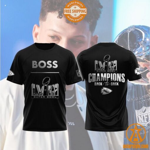 Patrick Mahomes Boss Kansas City Chiefs Super Bowl LVIII Champions Shirt