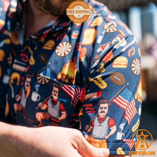 Ron Swanson Parks and Recreation Hawaiian Shirt