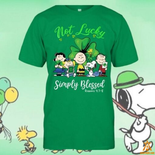 Snoopy and Friend Not Lucky Simply Blessed St Patrick Day Shirt