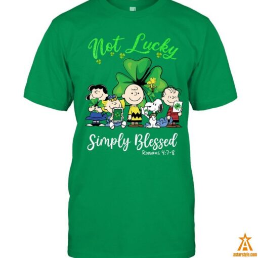 Snoopy and Friend Not Lucky Simply Blessed St Patrick Day Shirt