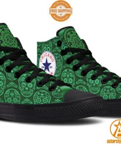 Sugar Skull St Patrick Chicano Canvas High Top Shoes