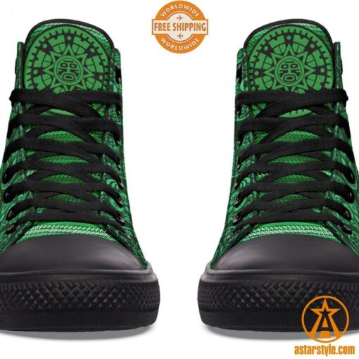 Sugar Skull St Patrick Chicano Canvas High Top Shoes