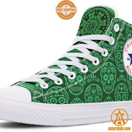 Sugar Skull St Patrick Chicano Canvas High Top Shoes