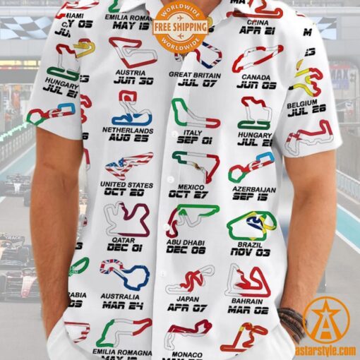 Calendar Formula Race Cars 2024 Hawaiian Shirt