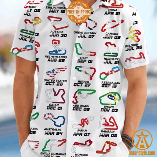 Calendar Formula Race Cars 2024 Hawaiian Shirt