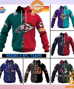 CUSTOMIZED Mix 2 NFL Teams Jersey Hoodie