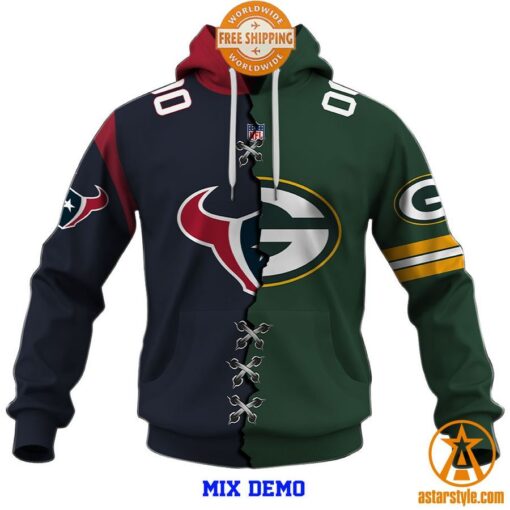 CUSTOMIZED Mix 2 NFL Teams Jersey Hoodie