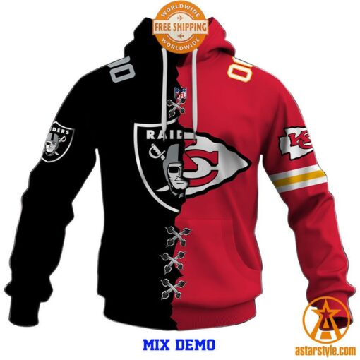 CUSTOMIZED Mix 2 NFL Teams Jersey Hoodie