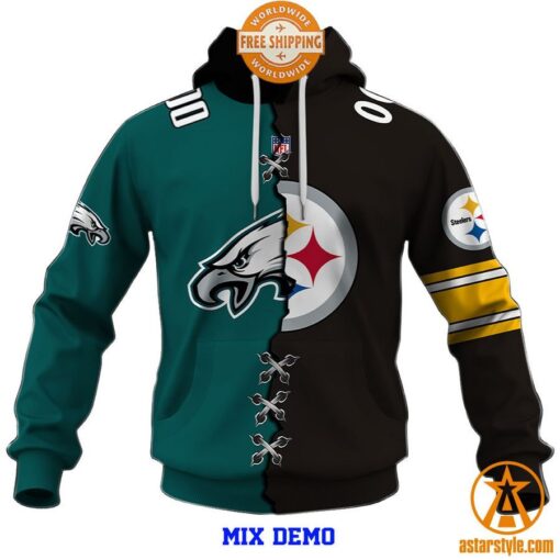 CUSTOMIZED Mix 2 NFL Teams Jersey Hoodie