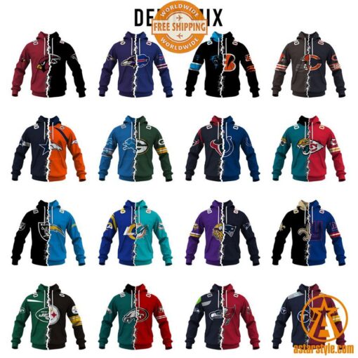 CUSTOMIZED Mix 2 NFL Teams Jersey Hoodie