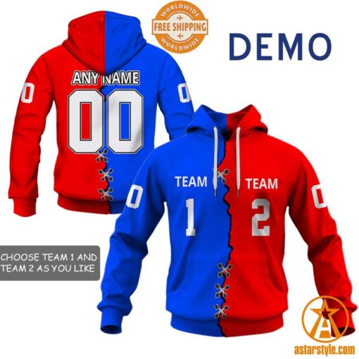 CUSTOMIZED Mix 2 NFL Teams Jersey Hoodie