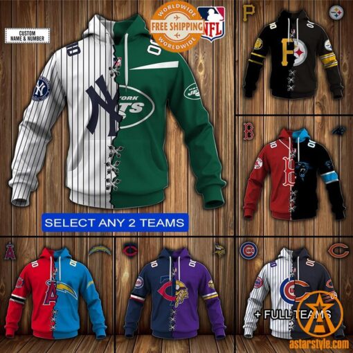 Customized Mix MLB x NFL Jersey Design Hoodie