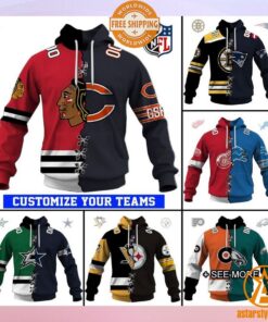 CUSTOMIZED Mix NFL x NHL Hockey Special Design Teams Jersey Hoodie