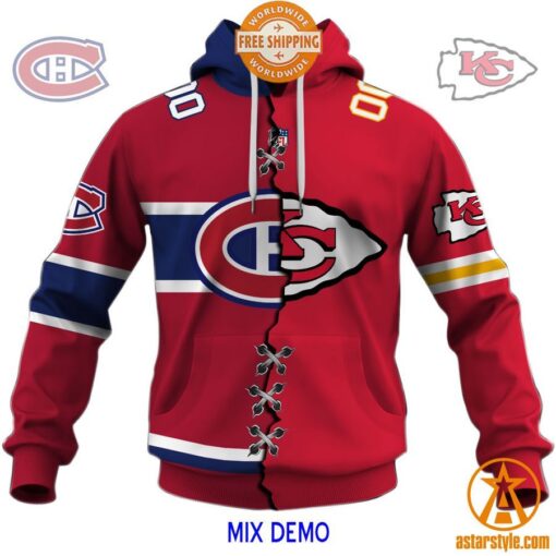 CUSTOMIZED Mix NFL x NHL Hockey Special Design Teams Jersey Hoodie