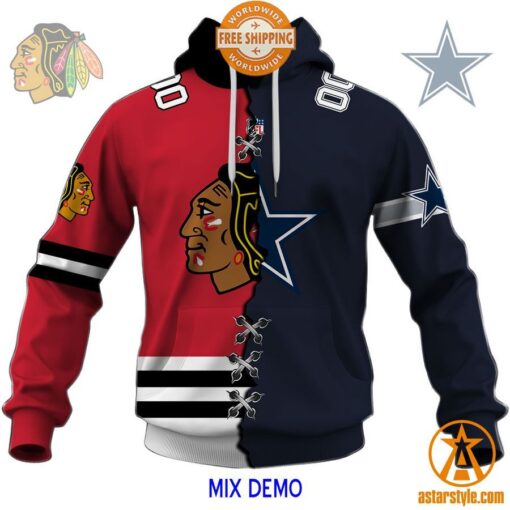 CUSTOMIZED Mix NFL x NHL Hockey Special Design Teams Jersey Hoodie