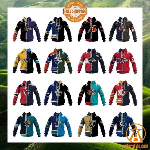 CUSTOMIZED Mix NFL x NHL Hockey Special Design Teams Jersey Hoodie