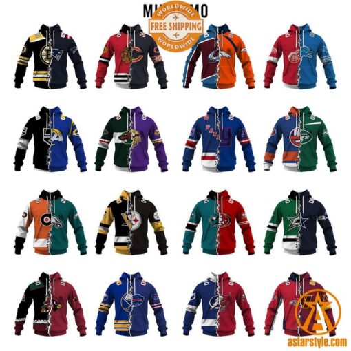 CUSTOMIZED Mix NFL x NHL Hockey Special Design Teams Jersey Hoodie