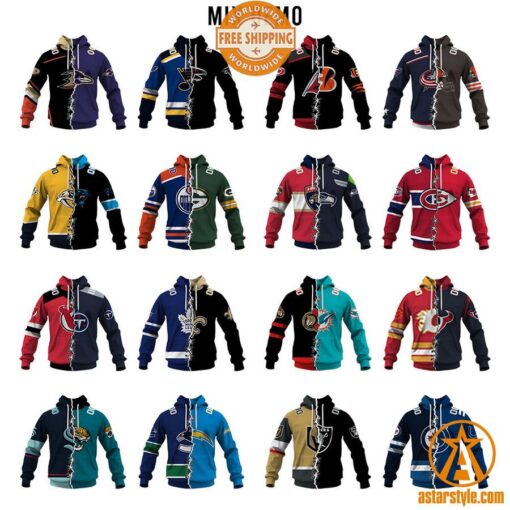 CUSTOMIZED Mix NFL x NHL Hockey Special Design Teams Jersey Hoodie