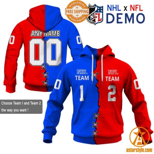 CUSTOMIZED Mix NFL x NHL Hockey Special Design Teams Jersey Hoodie