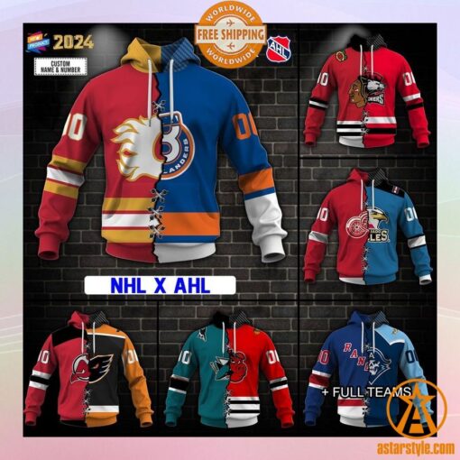 CUSTOMIZED Mix NHL x AHL Hockey Special Design Teams Jersey Hoodie