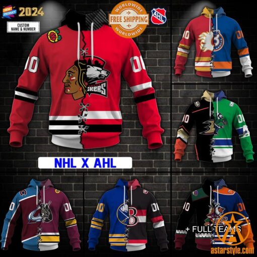 CUSTOMIZED Mix NHL x AHL Hockey Special Design Teams Jersey Hoodie