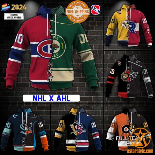 CUSTOMIZED Mix NHL x AHL Hockey Special Design Teams Jersey Hoodie