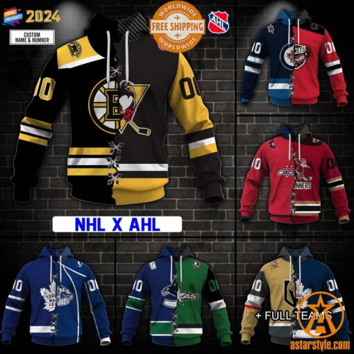 CUSTOMIZED Mix NHL x AHL Hockey Special Design Teams Jersey Hoodie