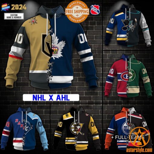 CUSTOMIZED Mix NHL x AHL Hockey Special Design Teams Jersey Hoodie