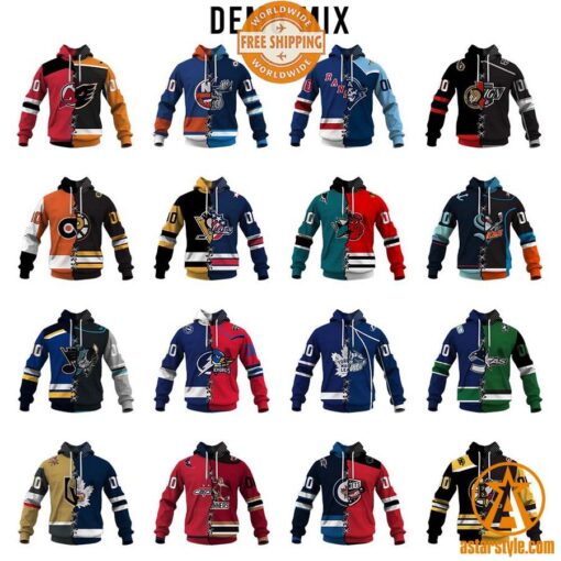 CUSTOMIZED Mix NHL x AHL Hockey Special Design Teams Jersey Hoodie