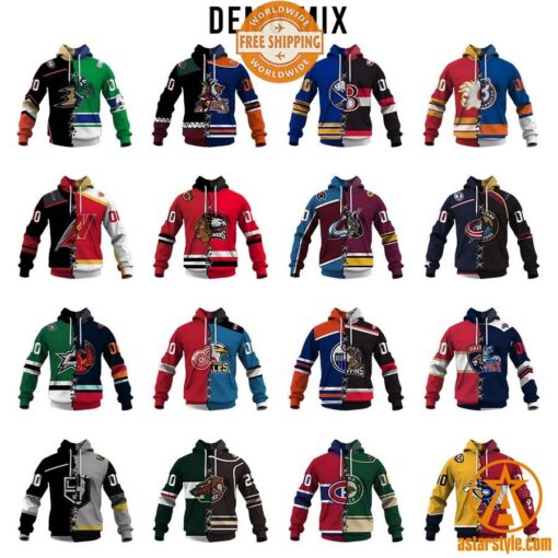 CUSTOMIZED Mix NHL x AHL Hockey Special Design Teams Jersey Hoodie