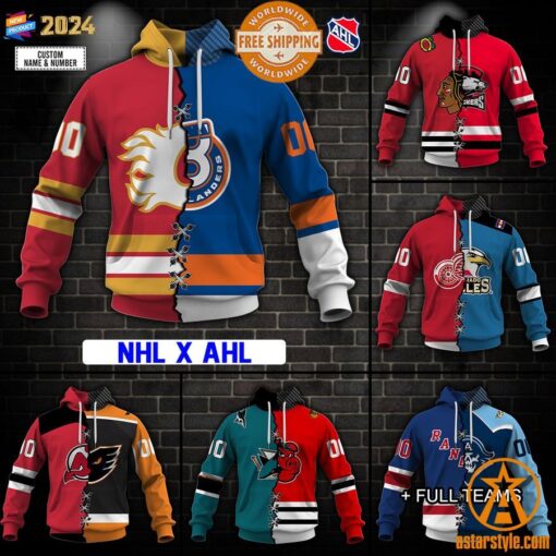 CUSTOMIZED Mix NHL x AHL Hockey Special Design Teams Jersey Hoodie