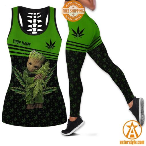 Groot Just Hit It Weed CUSTOM Hollow Tank Top, Leggings