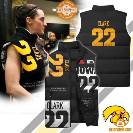 Iowa Hawkeyes Caitlin Clark 22 Sleeveless Puffer Jacket