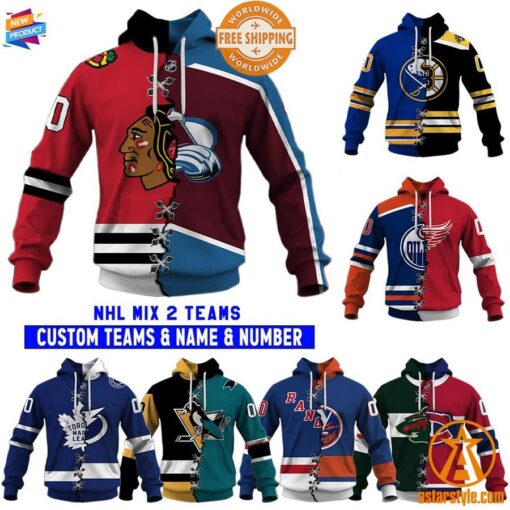 Mix 2 NHL Teams personalized Hoodie