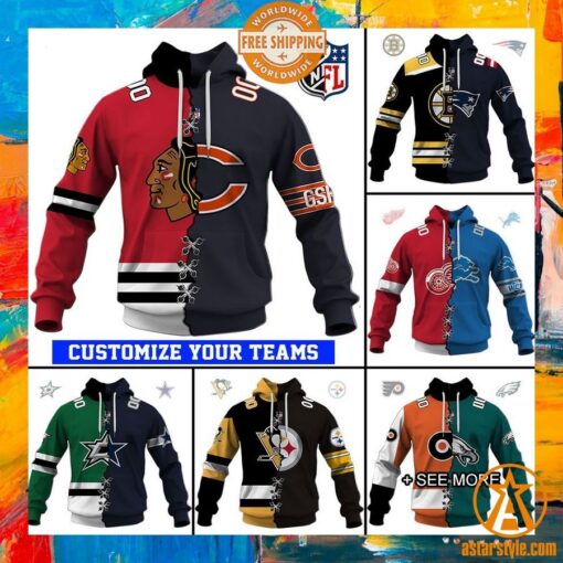 Mix NFL x NHL Team personalized Hoodie